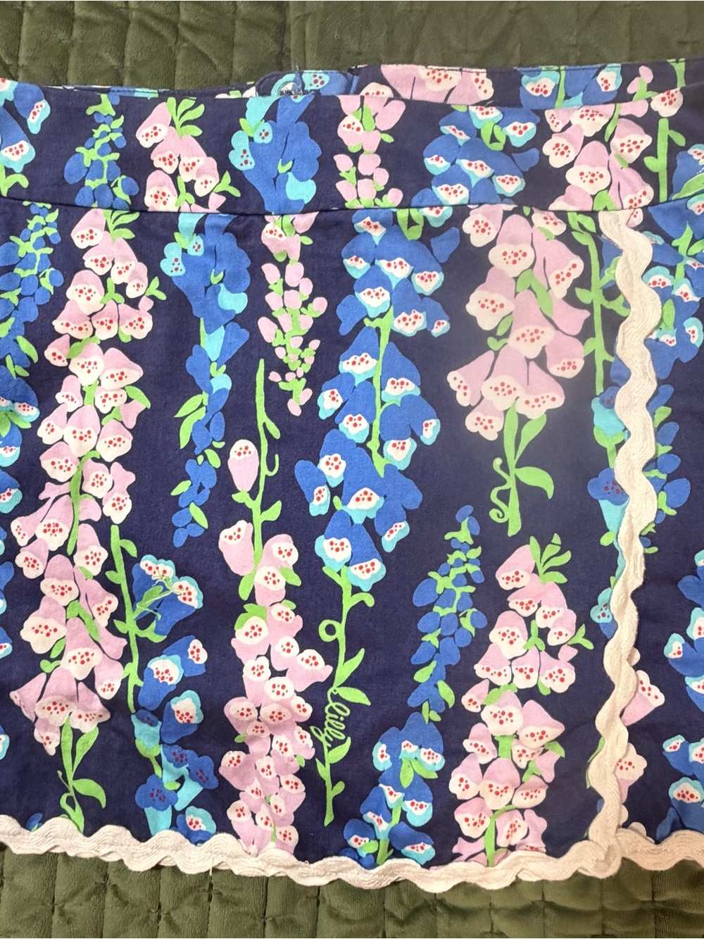 Lilly Pulitzer Jarvey skort Foxglove Blue floral white ric-rac trim size 4